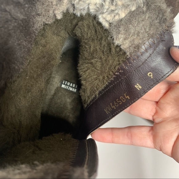 Stuart Weitzman Brown Suede Faux Fur Trim Lace Up Zip Up Ankle Boots - Picture 13 of 16